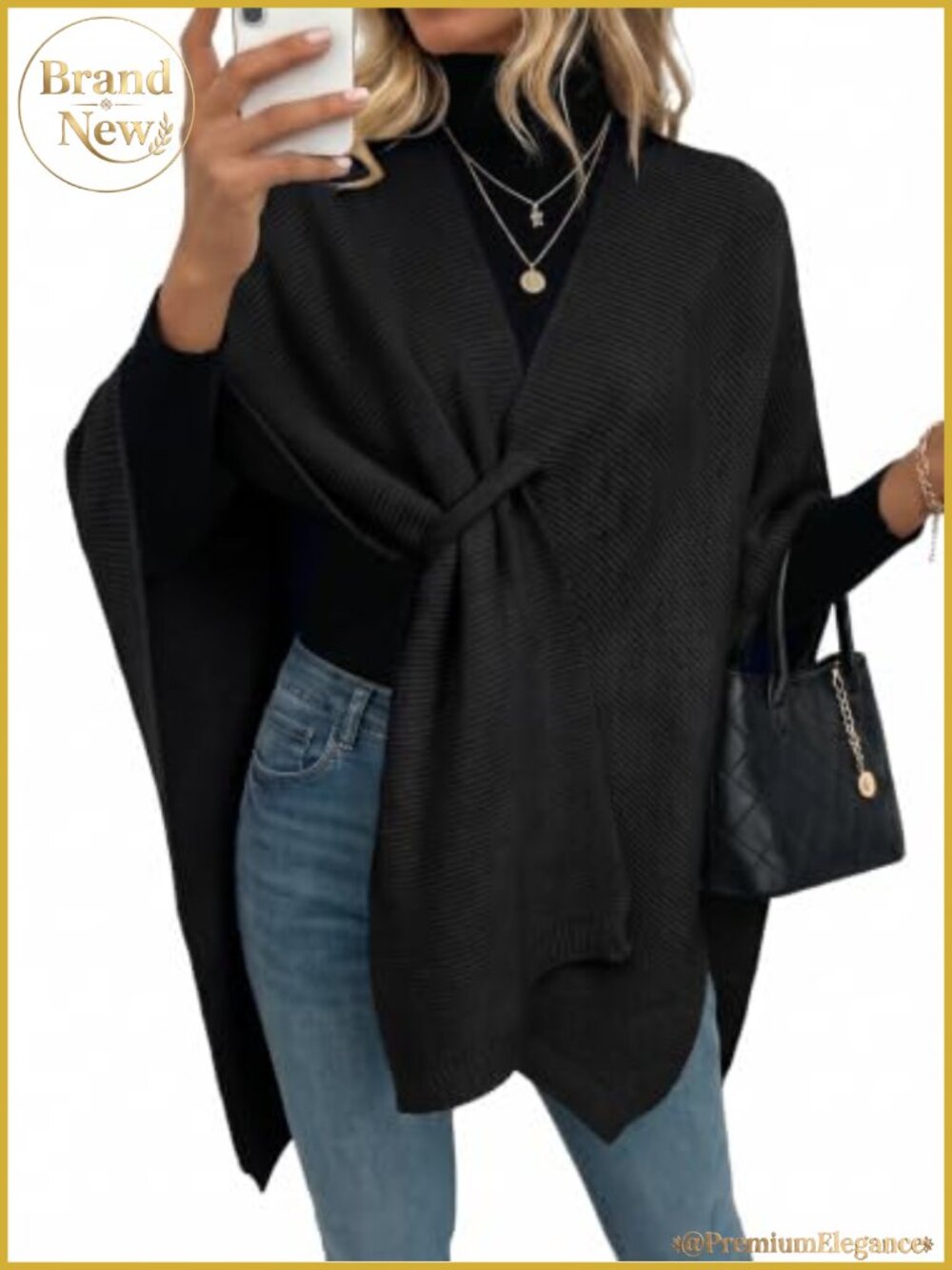 Womens Shawl Wrap Soft Poncho Sweater Open Front Knit Cape Evening Cover Up